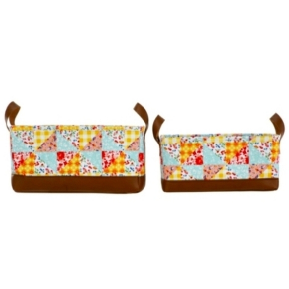 The Pioneer Woman,Patch work Medley Baskets with Handles Set of 2 - Picture 3 of 4